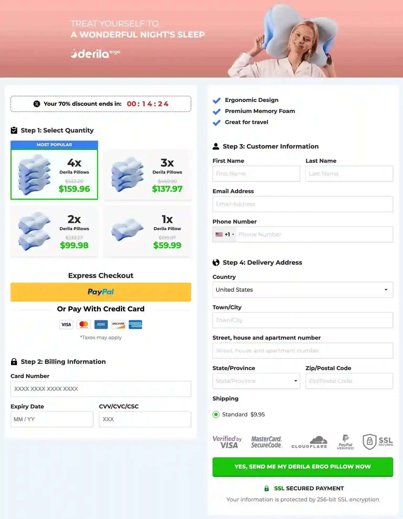 Derila Ergo Pillow Buy Online &mdash; Official Secure Payment Page USA 2026